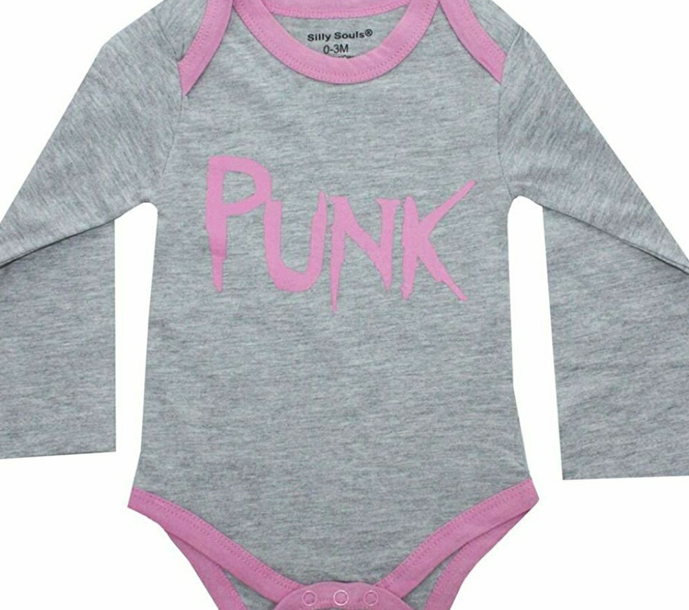 🌞3/$18🌞NWT "Punk" cotton onesie in pink and gray